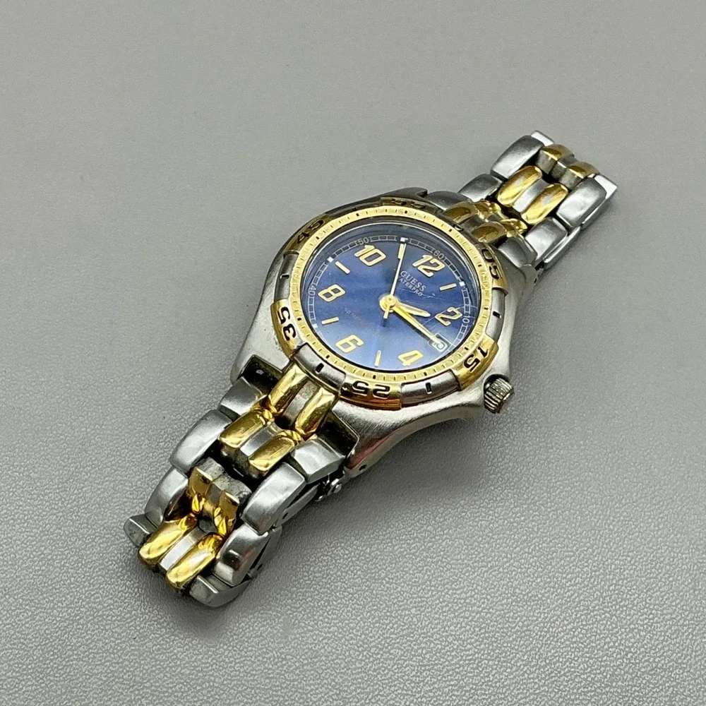 GUESS Watch Waterpro Blue Dial Two Tone Gold Silver 35mm 6.5